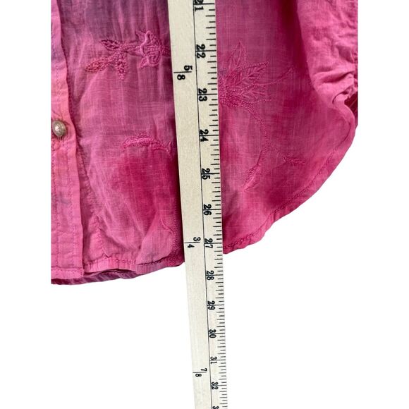 Anthropologie Pilcro Shirt Womens XS Pink Tie Dye Embroidered Floral Button Top - Picture 6 of 12